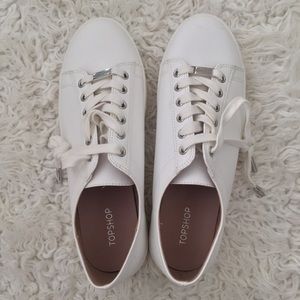 Topshop Leather Sneakers in White
